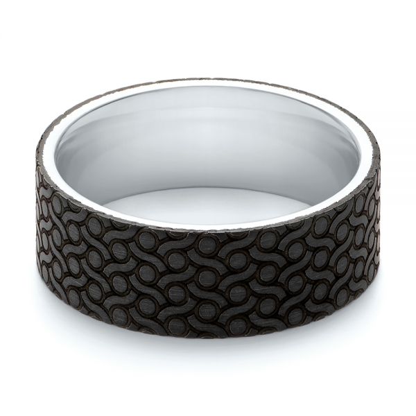 Carbon Fiber Inlay Wedding Band - Flat View -  103851