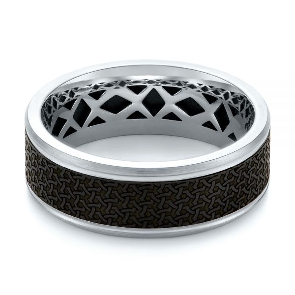 Carbon Fiber Inlay Wedding Band - Flat View -  103855