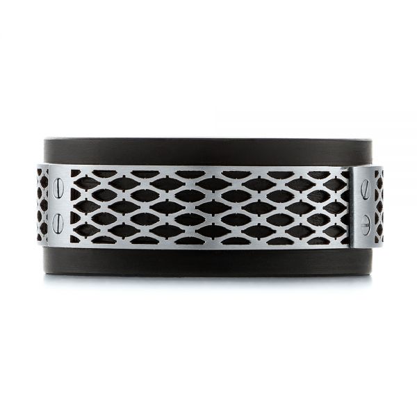 Carbon Fiber Inlay Wedding Band - Top View -  103845