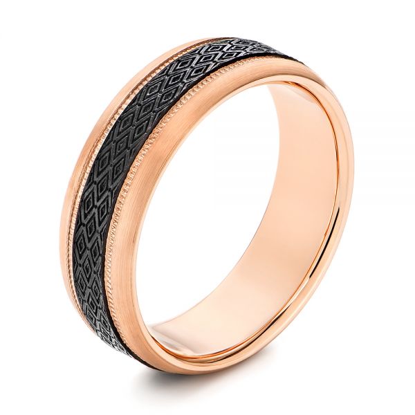 Carbon Fiber and Rose Gold Men's Wedding Ring - Image