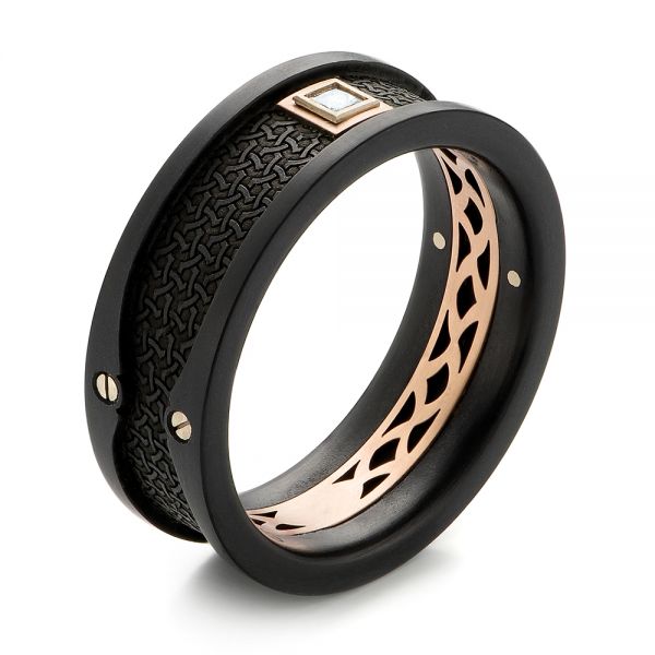 Carbon Fiber Wedding Ring - Three-Quarter View -  103862