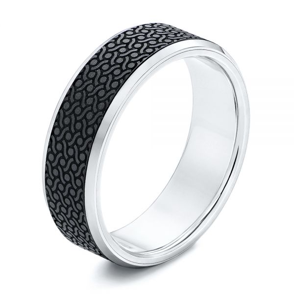 Carbon Fiber and White Gold Men's Wedding Ring - Image