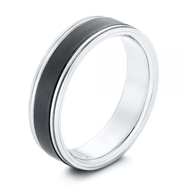 Carbon Fiber and White Gold Men's Wedding Ring - Image