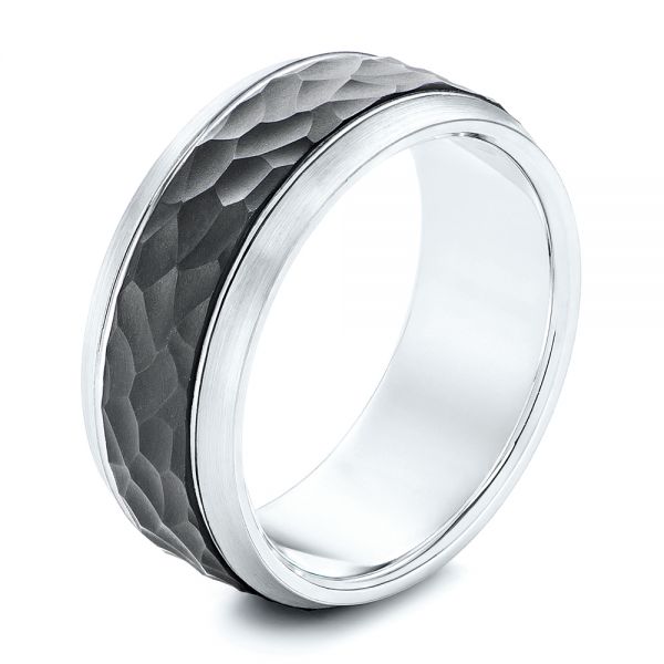 Carbon Fiber and White Gold Men's Wedding Ring - Image