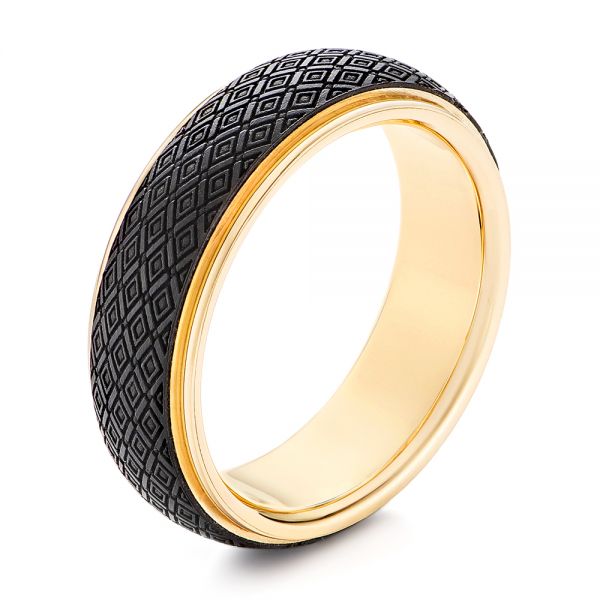 Carbon Fiber and Yellow Gold Men's Wedding Band - Image