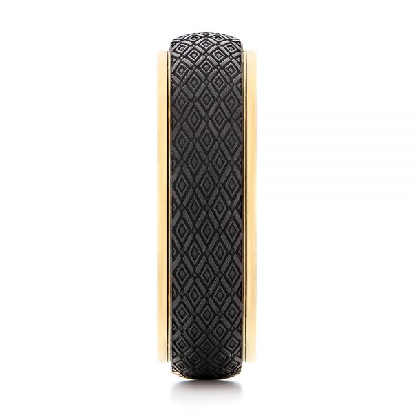 Carbon Fiber and Yellow Gold Men's Wedding Band - Image