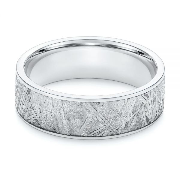 Cobalt Men's Wedding Ring With Meteorite Inlay - Flat View -  105891
