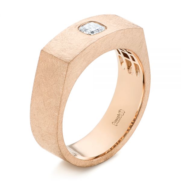 18k Rose Gold 18k Rose Gold Cushion Cut Diamond Men's Band - Three-Quarter View -  105165