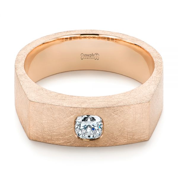 14k Rose Gold 14k Rose Gold Cushion Cut Diamond Men's Band - Flat View - 105165