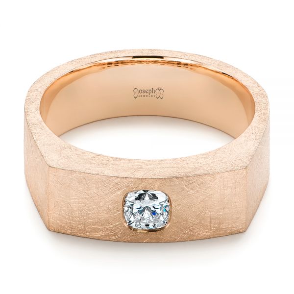 14k Rose Gold 14k Rose Gold Cushion Cut Diamond Men's Band - Flat View -  105165