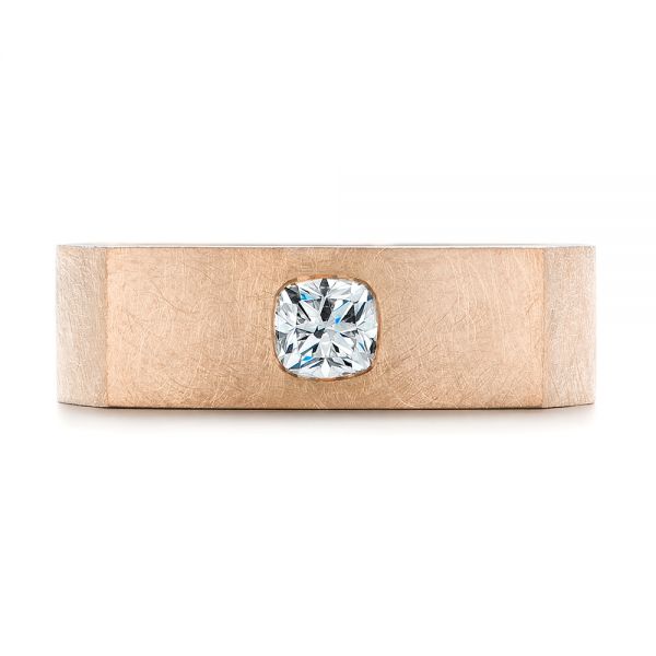 18k Rose Gold 18k Rose Gold Cushion Cut Diamond Men's Band - Top View -  105165