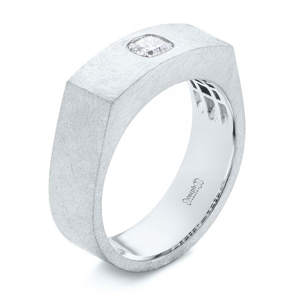  Platinum Platinum Cushion Cut Diamond Men's Band - Three-Quarter View -  105165