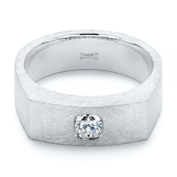 14k White Gold 14k White Gold Cushion Cut Diamond Men's Band - Flat View - 105165