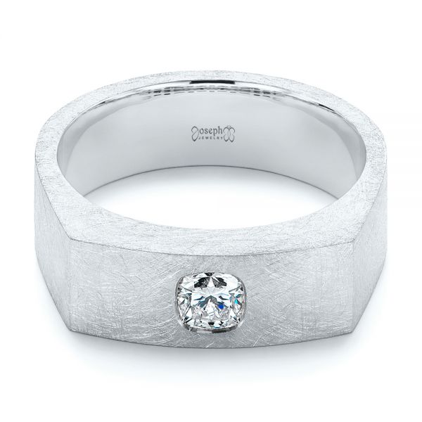  Platinum Platinum Cushion Cut Diamond Men's Band - Flat View -  105165