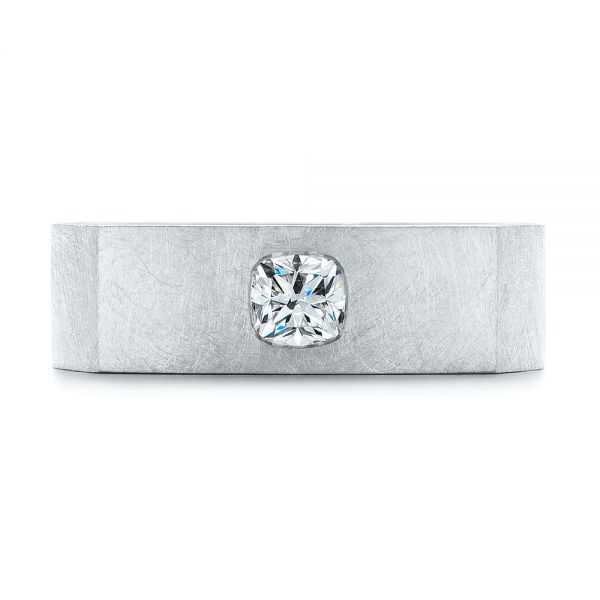 14k White Gold 14k White Gold Cushion Cut Diamond Men's Band - Top View - 105165