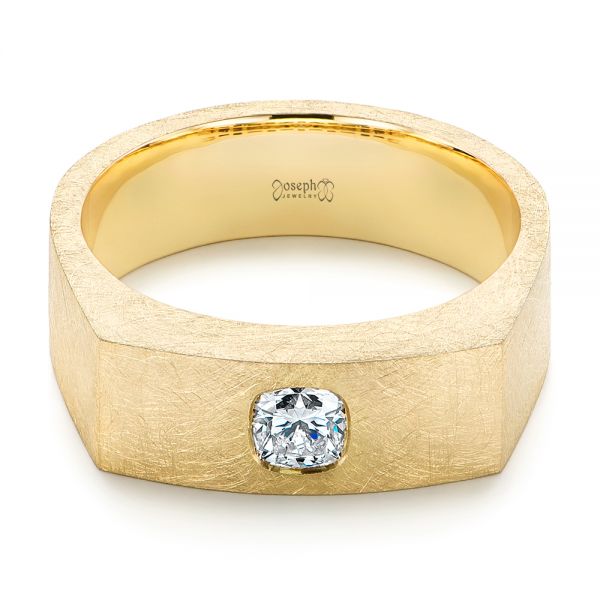 18k Yellow Gold Cushion Cut Diamond Men's Band - Flat View - 105165