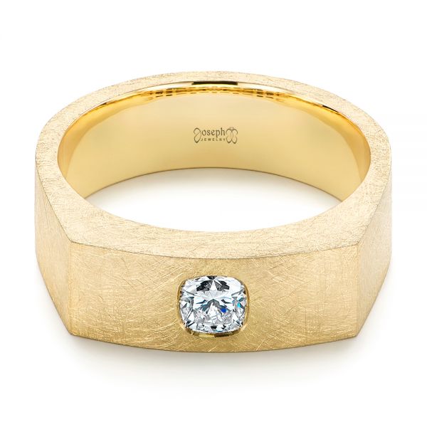 18k Yellow Gold Cushion Cut Diamond Men's Band - Flat View -  105165