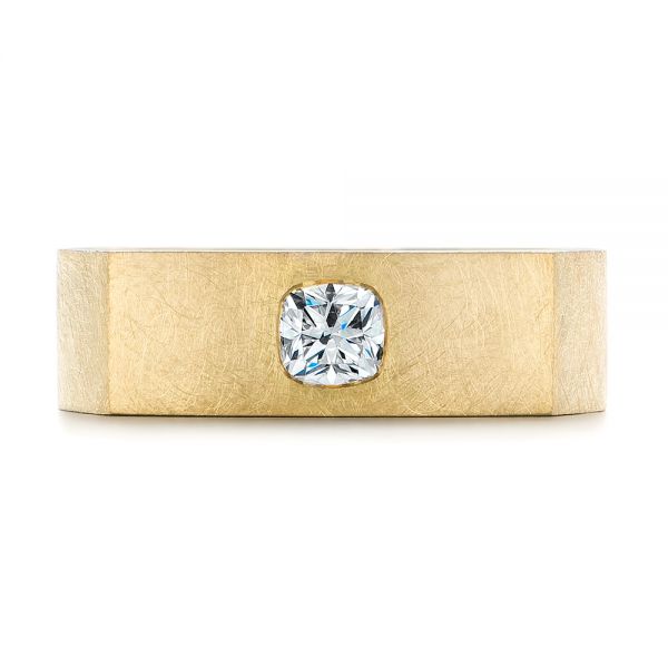 18k Yellow Gold Cushion Cut Diamond Men's Band - Top View -  105165