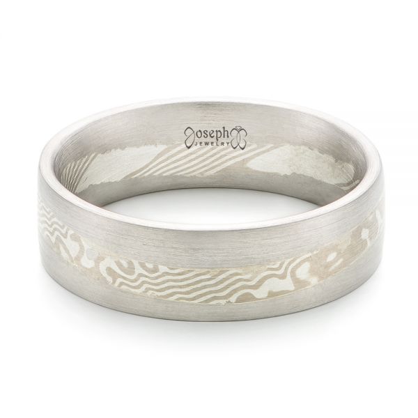 Custom T Mokume Men's Wedding Band - Flat View - 102942