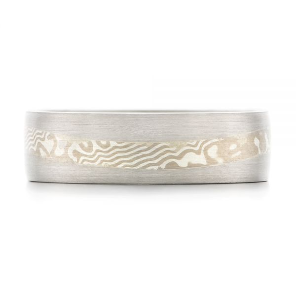 Custom T Mokume Men's Wedding Band - Top View - 102942