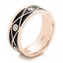 18k Rose Gold 18k Rose Gold Custom Antiqued Diamond Men's Wedding Band - Three-Quarter View -  102759 - Thumbnail