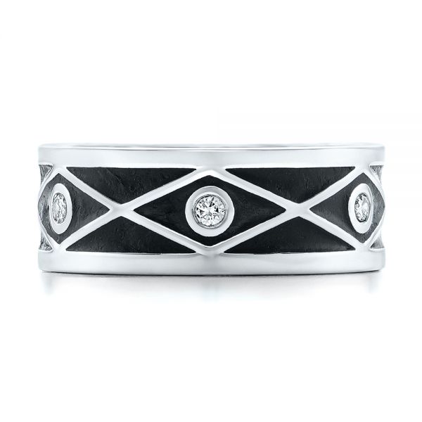  Platinum Platinum Custom Antiqued Diamond Men's Wedding Band - Top View -  102759