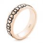 14k Rose Gold 14k Rose Gold Custom Black Antique Hexagon Engraved Men's Band - Three-Quarter View -  104876 - Thumbnail