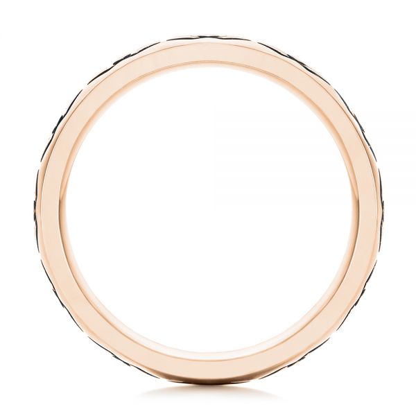 18k Rose Gold 18k Rose Gold Custom Black Antique Hexagon Engraved Men's Band - Front View -  104876