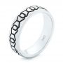 18k White Gold 18k White Gold Custom Black Antique Hexagon Engraved Men's Band - Three-Quarter View -  104876 - Thumbnail