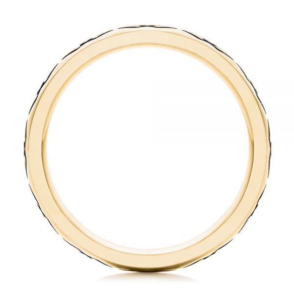 14k Yellow Gold 14k Yellow Gold Custom Black Antique Hexagon Engraved Men's Band - Front View - 104876