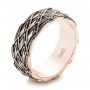 14k Rose Gold 14k Rose Gold Custom Black Antiqued Blue Sapphire Men's Band - Three-Quarter View -  103911 - Thumbnail
