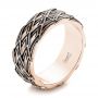 18k Rose Gold 18k Rose Gold Custom Black Antiqued Blue Sapphire Men's Band - Three-Quarter View -  103911 - Thumbnail