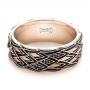 14k Rose Gold 14k Rose Gold Custom Black Antiqued Blue Sapphire Men's Band - Flat View -  103911 - Thumbnail