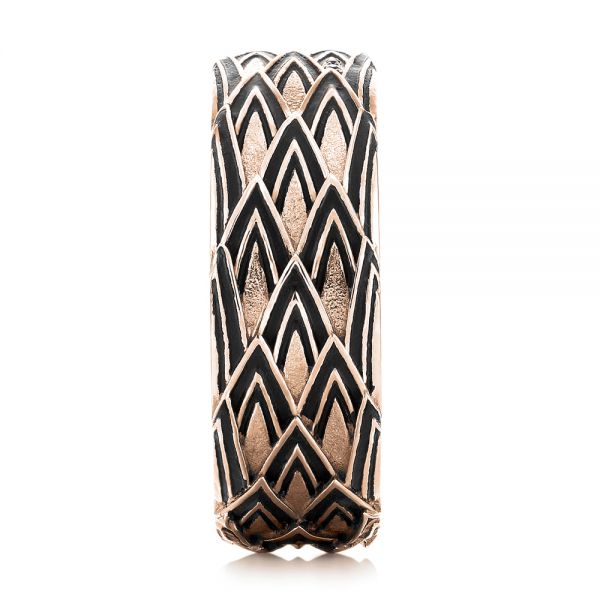 14k Rose Gold 14k Rose Gold Custom Black Antiqued Blue Sapphire Men's Band - Side View -  103911