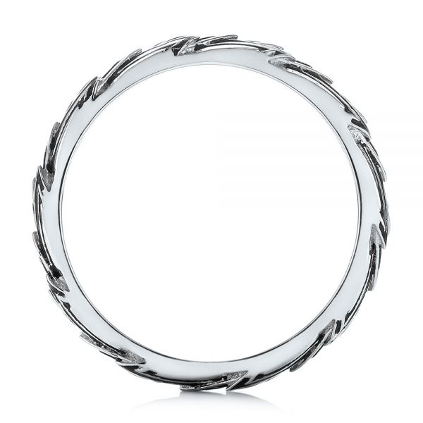 14k White Gold Custom Black Antiqued Blue Sapphire Men's Band - Front View - 103911