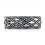 18k White Gold 18k White Gold Custom Black Antiqued Blue Sapphire Men's Band - Top View -  103911 - Thumbnail