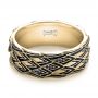 18k Yellow Gold 18k Yellow Gold Custom Black Antiqued Blue Sapphire Men's Band - Flat View -  103911 - Thumbnail