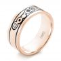 18k Rose Gold Custom Black Antiqued Engraved Men's Band