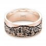 18k Rose Gold 18k Rose Gold Custom Black Antiqued Engraved Men's Band - Flat View -  103613 - Thumbnail