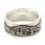 18k White Gold 18k White Gold Custom Black Antiqued Engraved Men's Band - Flat View -  103613 - Thumbnail