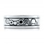  Platinum Platinum Custom Black Antiqued Engraved Men's Band - Top View -  103281 - Thumbnail