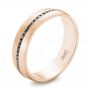 18k Rose Gold 18k Rose Gold Custom Black Diamond Men's Wedding Band - Three-Quarter View -  103036 - Thumbnail