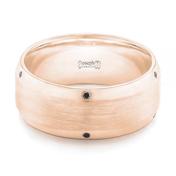18k Rose Gold 18k Rose Gold Custom Black Diamond Men's Wedding Band - Flat View - 102745