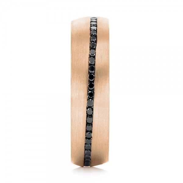 14k Rose Gold 14k Rose Gold Custom Black Diamond Men's Wedding Band - Side View - 103036