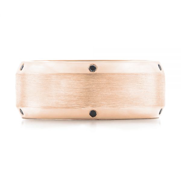 18k Rose Gold 18k Rose Gold Custom Black Diamond Men's Wedding Band - Top View - 102745