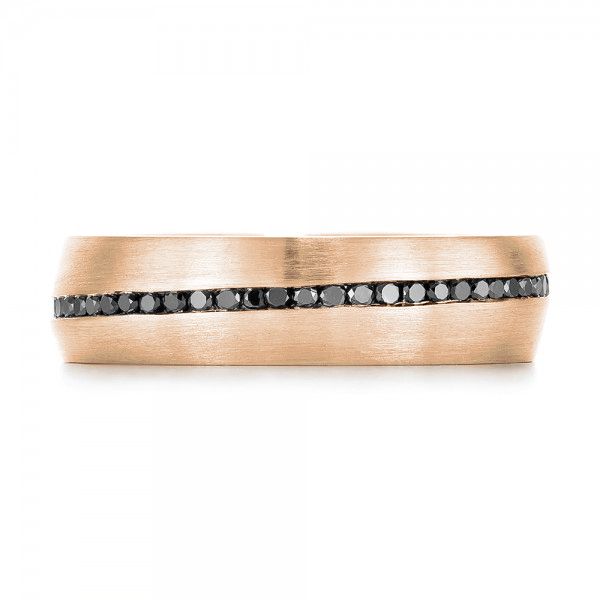 14k Rose Gold 14k Rose Gold Custom Black Diamond Men's Wedding Band - Top View - 103036