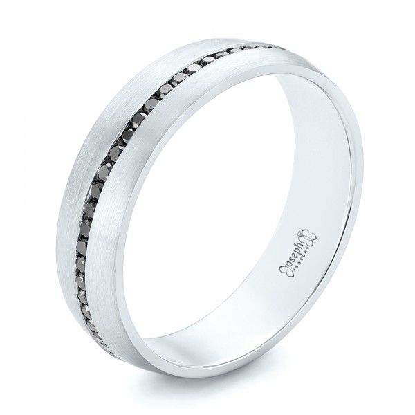  Platinum Platinum Custom Black Diamond Men's Wedding Band - Three-Quarter View -  103036