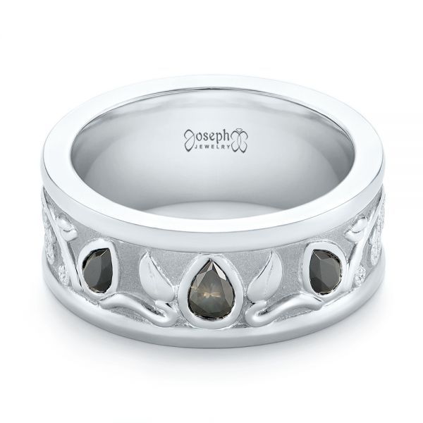 Platinum Custom Black Diamond Men's Wedding Band - Flat View - 103912