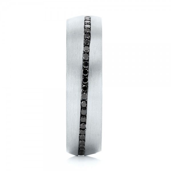  Platinum Platinum Custom Black Diamond Men's Wedding Band - Side View -  103036