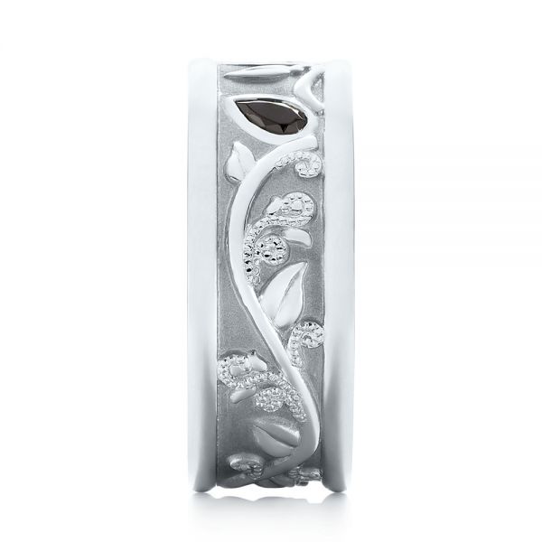 Platinum Custom Black Diamond Men's Wedding Band - Side View - 103912